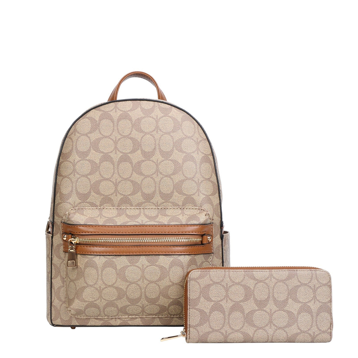Trina Oval Print Backpack with Wallet Set