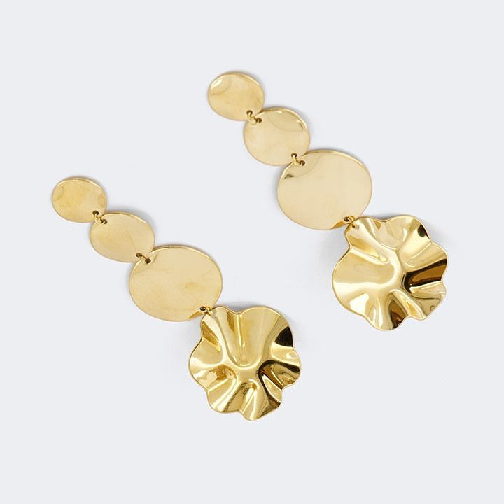 Triple Round Gold Earrings