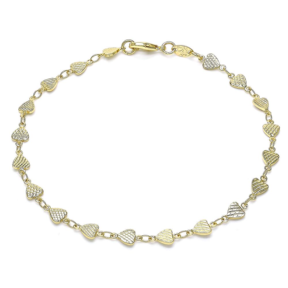 Heart Diamond Finish Anklet