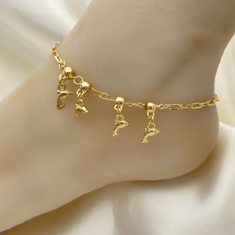 Gold Filled Jade Dolphin Anklet