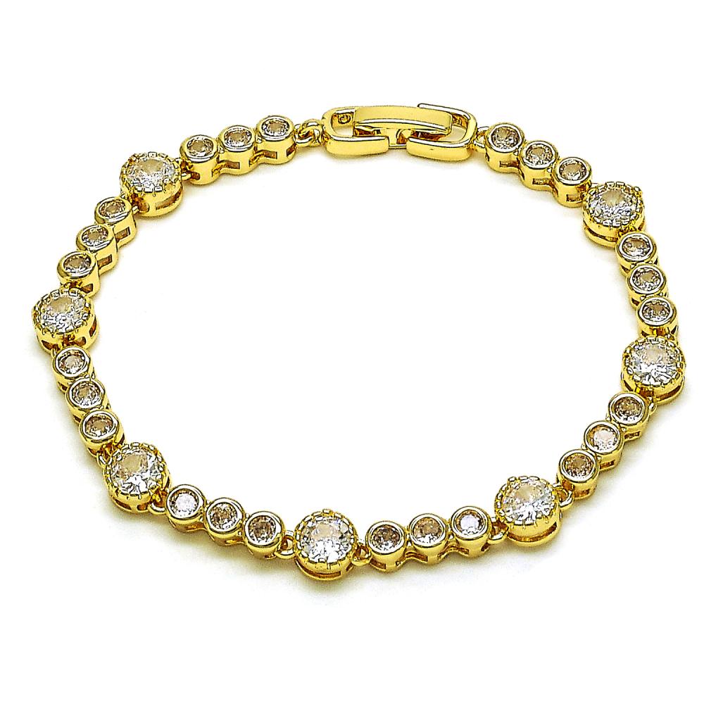 Rhinestone Circle Gold Plated Bracelet