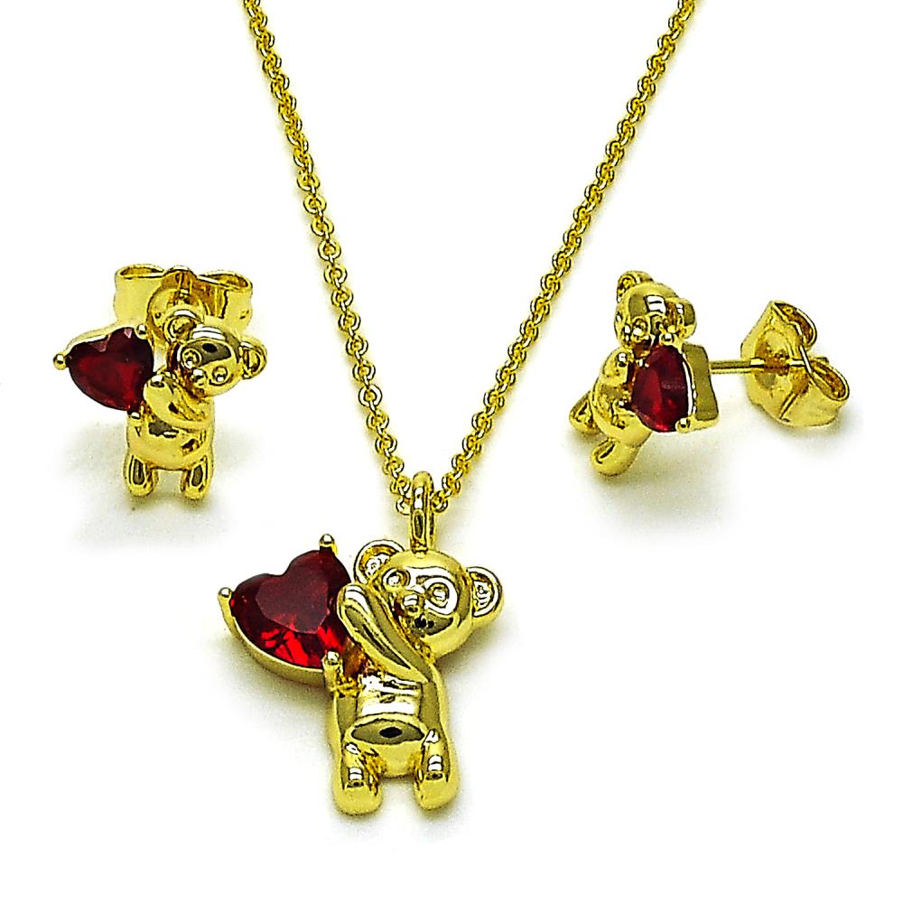 Ruby Teddy Necklace Set