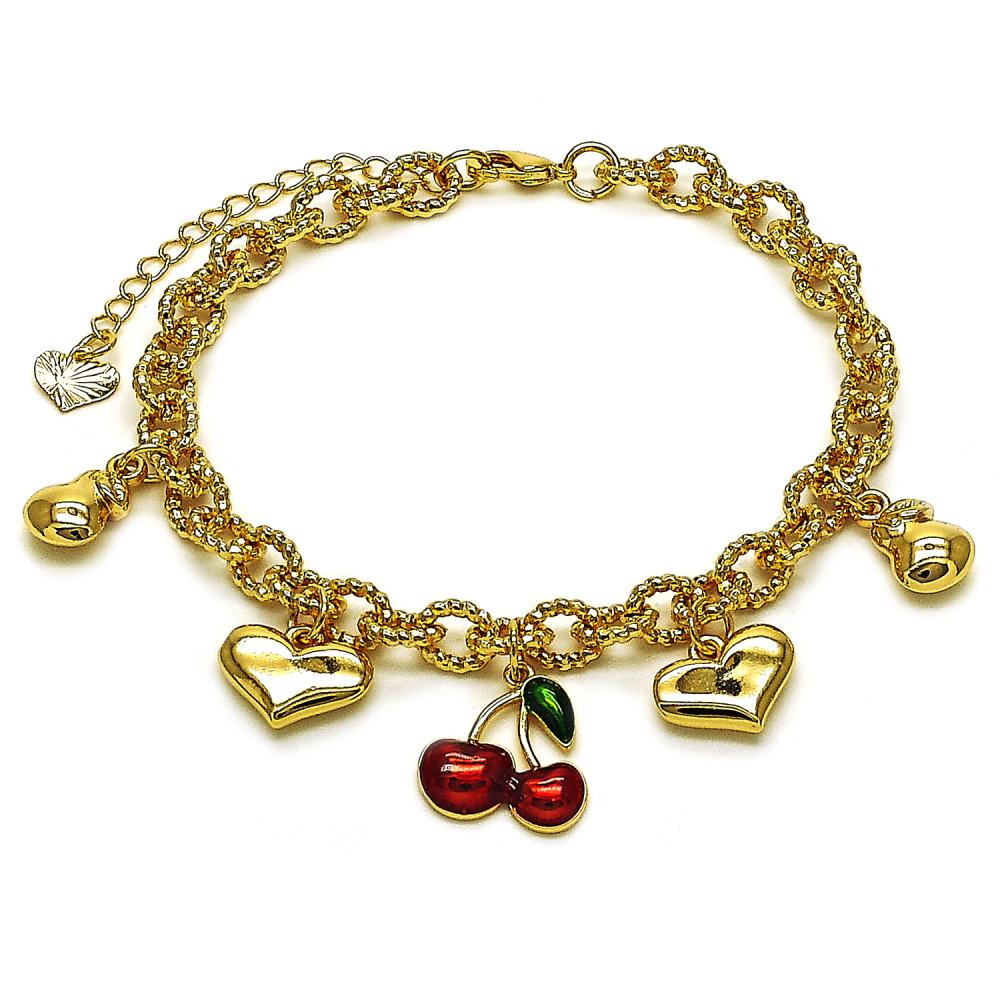 Cherry Heart Charm Braclet