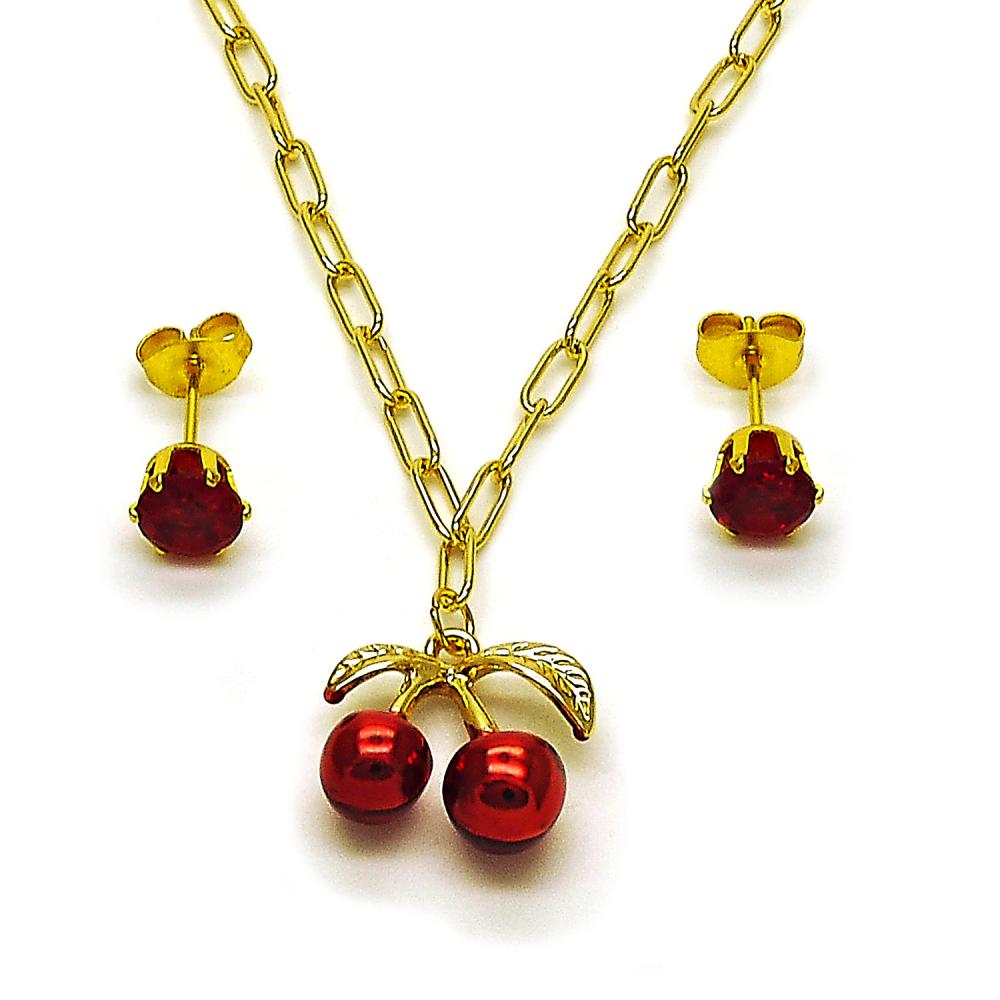 Ruby Cherry Necklace Set