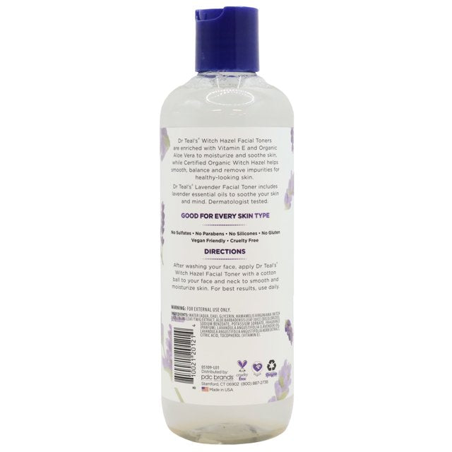 Dr Teals Witch Hazel Facial Toner Lavender 16 Oz.