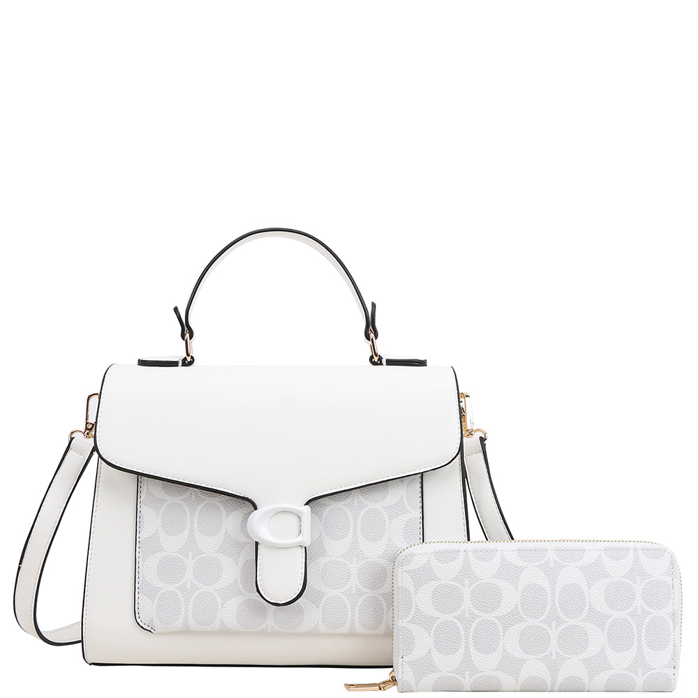 Oval Pattern Satchel & Wallet Set