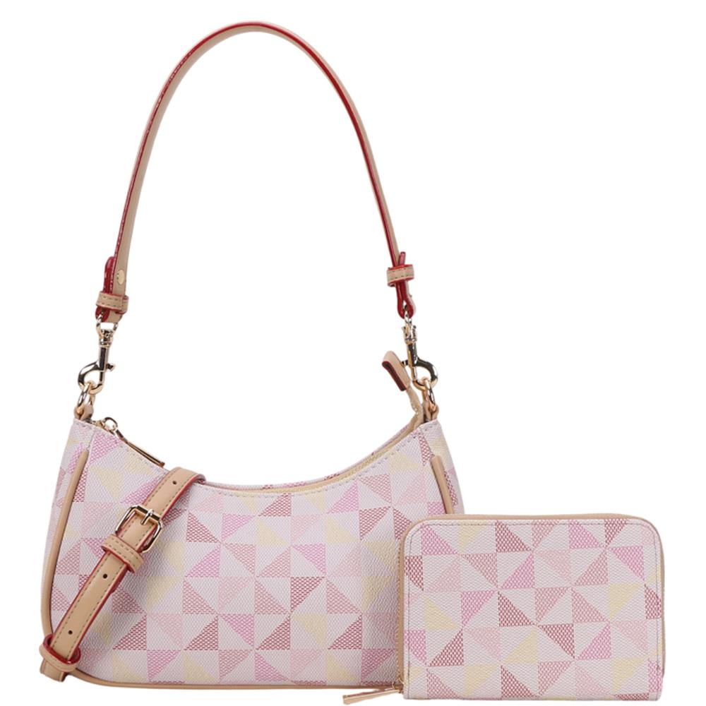 2In1 Geometric Print Pouch Shoulder Bag Set