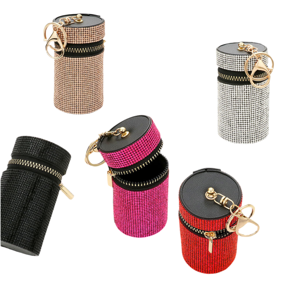 Rhinestone pouch keychain