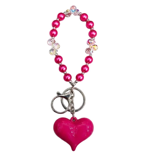Pearl Beaded Heart Keychain