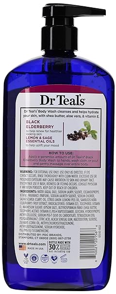 Dr Teal's Body Wash Black Elderberry with Vitamin D & Essential Oils, 24 fl oz