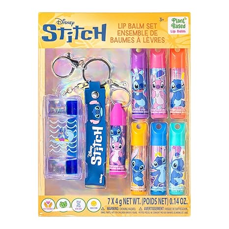 Stitch 7 Pack Lip Balm with Keychain