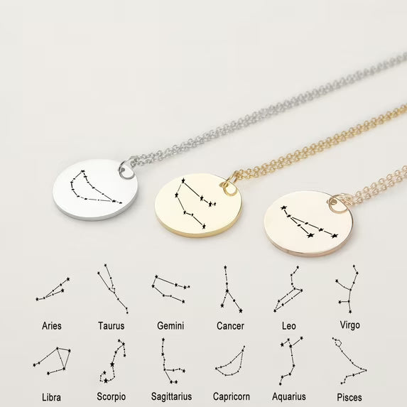 Zodiac Star Sign Stainless Steel Necklace
