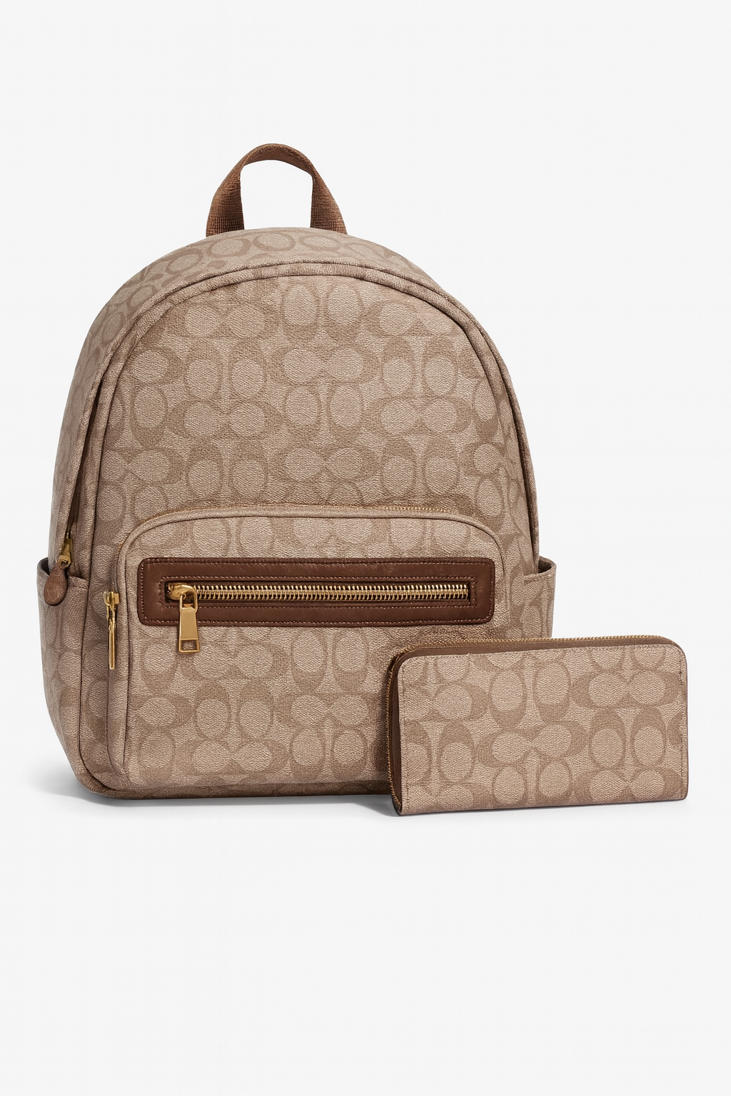 Oval Print Backpack with Wallet Set