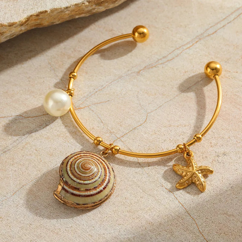 Island Shell Gold Cuff