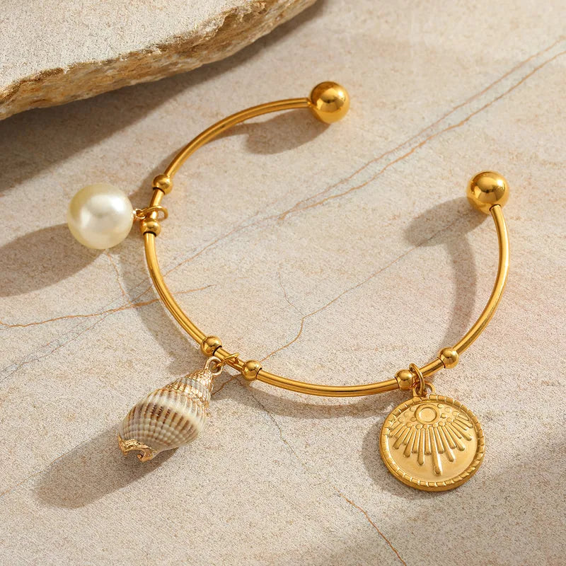 Island Shell Gold Cuff