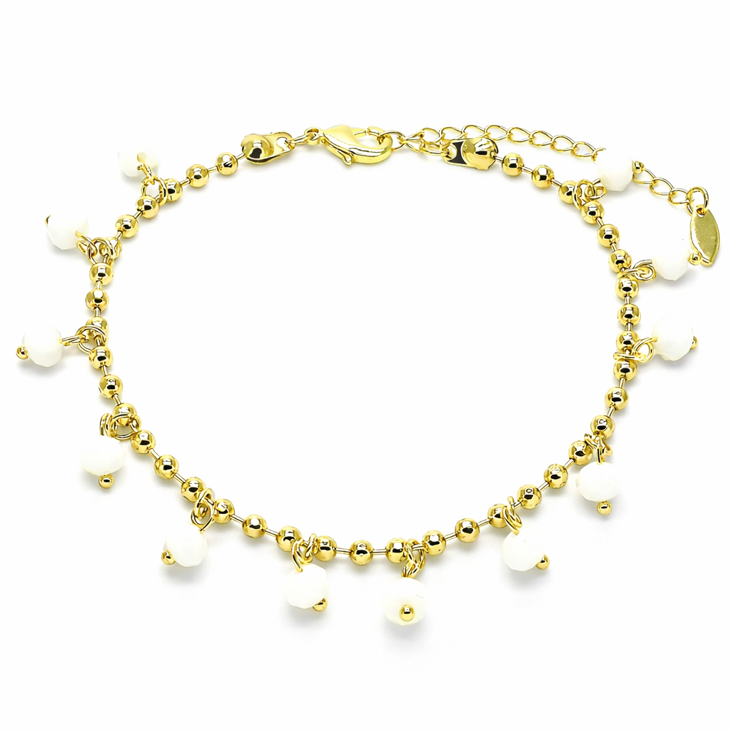White Crystal Gold Anklet
