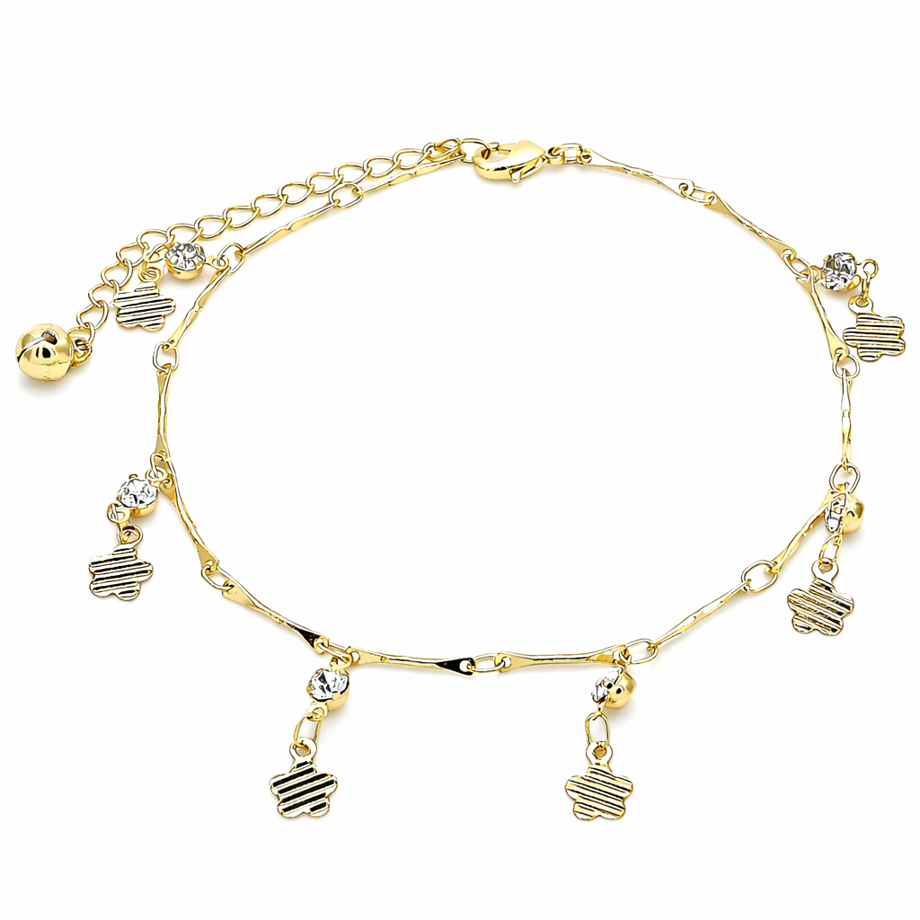 Flower and Rattle Charm Anklet