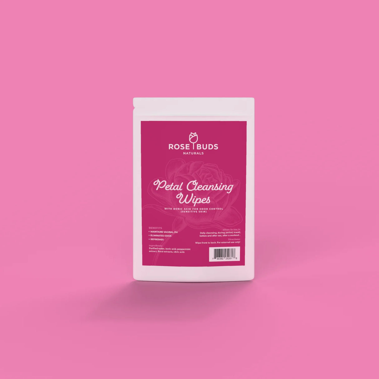 Rose Bud Naturals Petal Cleansing Wipes with (Boric Acid)