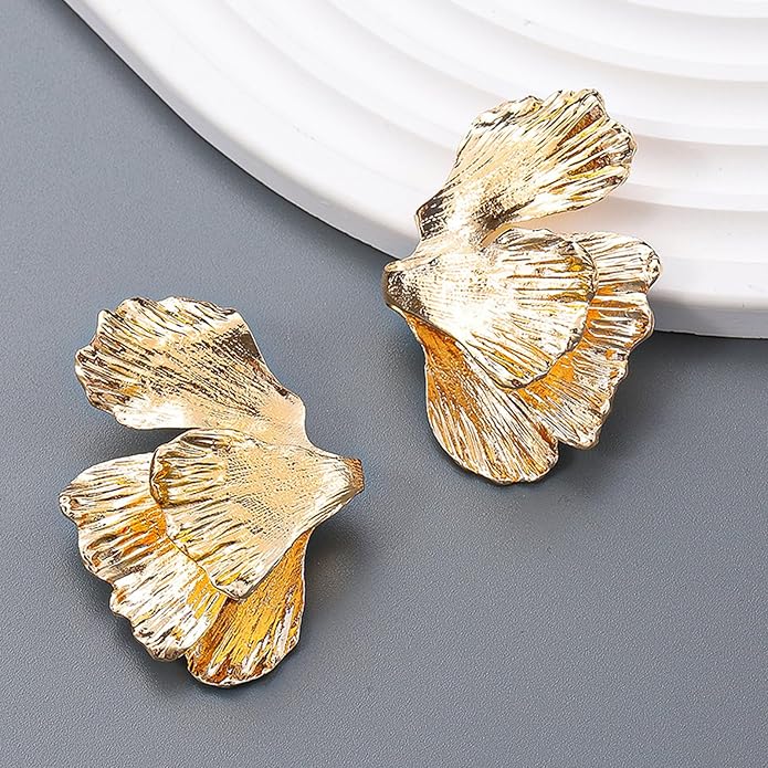 Gold Whisp Petal Earrings