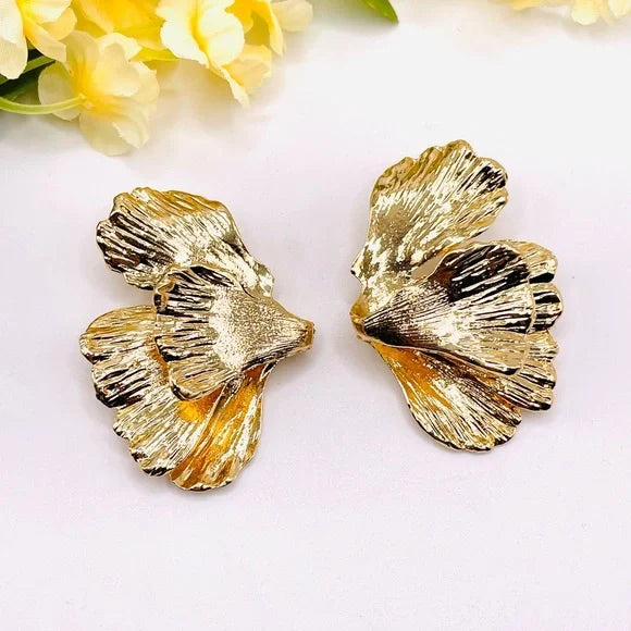Gold Whisp Petal Earrings