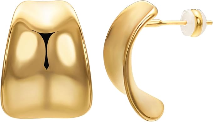 Hollow Curved Gold Earrings