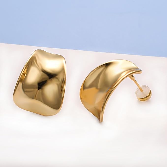 Hollow Curved Gold Earrings