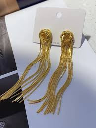 Knotted Gold Tassel Earrings