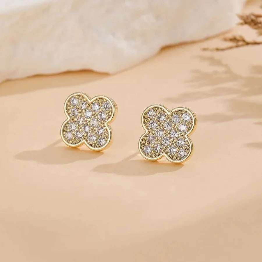 Bling Clover Stud Earrings