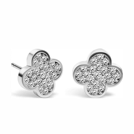 Bling Clover Stud Earrings