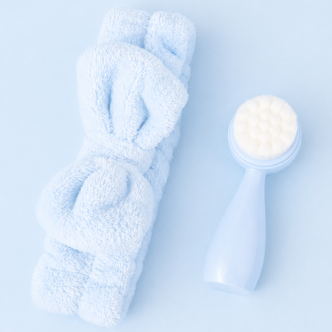 Face Foaming Brush with Spa Headband