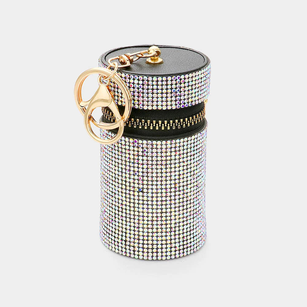 Rhinestone pouch keychain