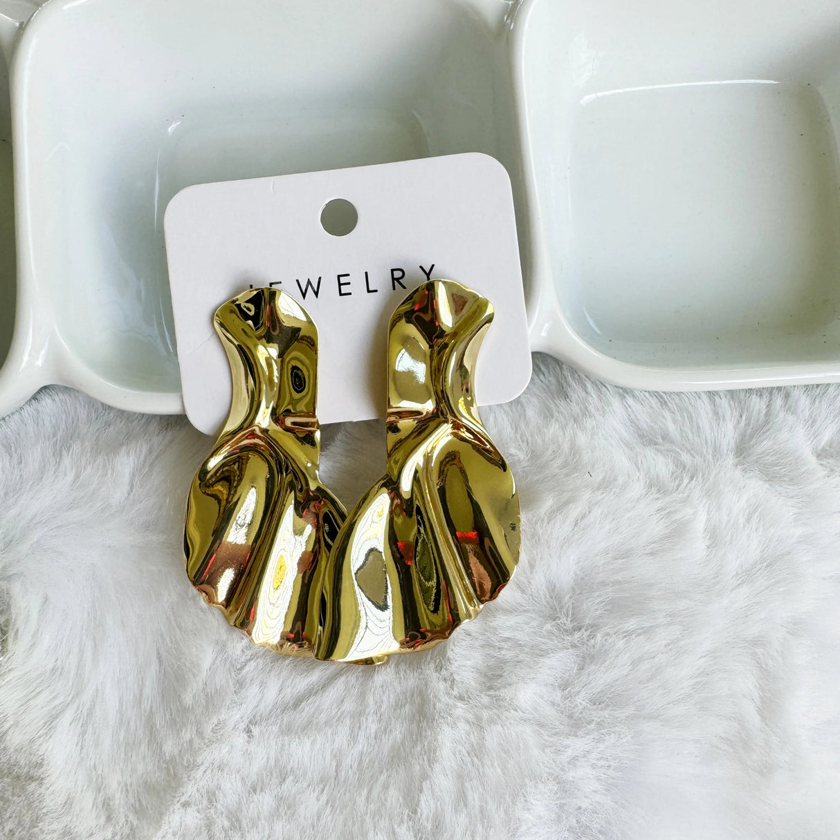 Bridget Gold Wrinkle Earrings