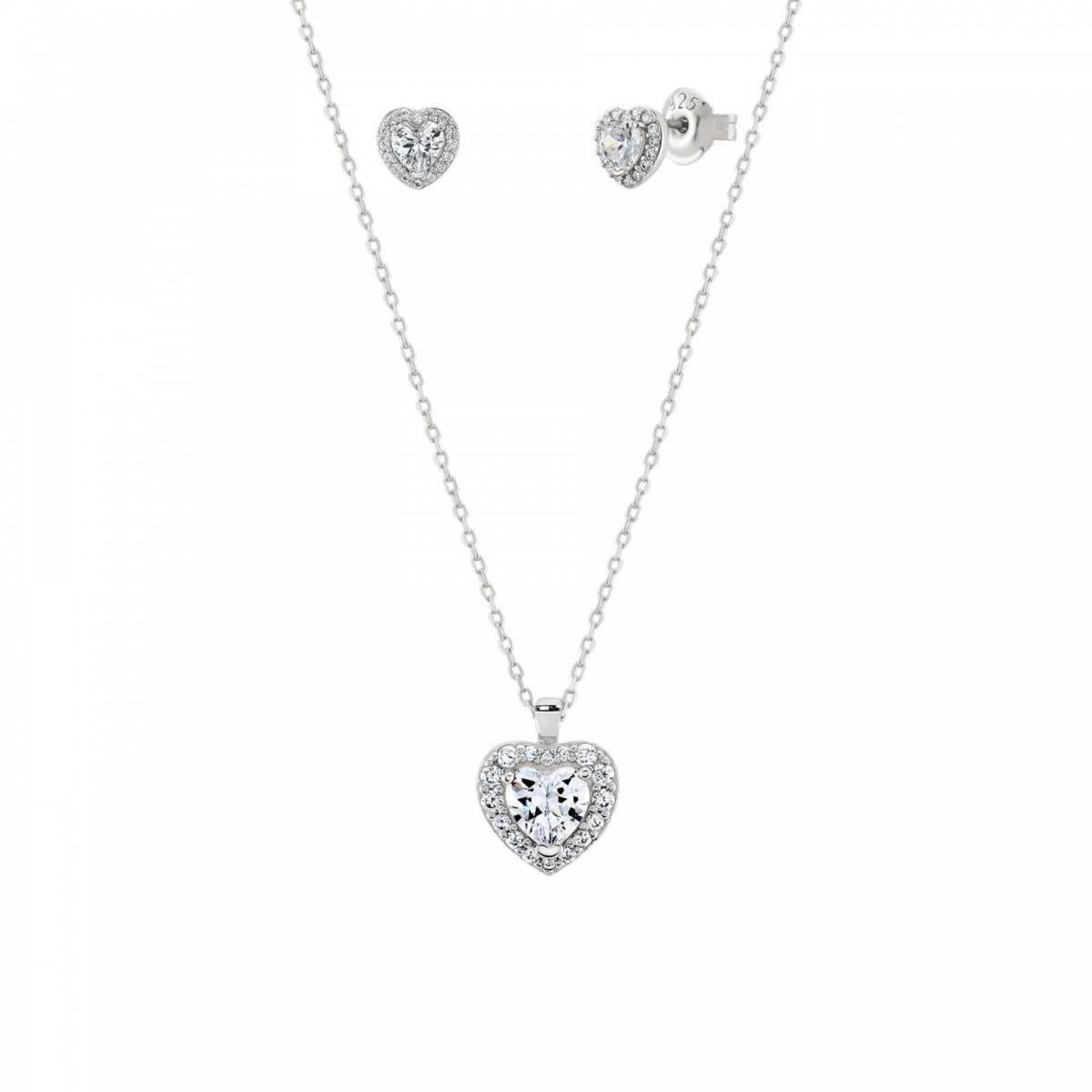 Stella Heart 925 Sterling Silver Necklace Set