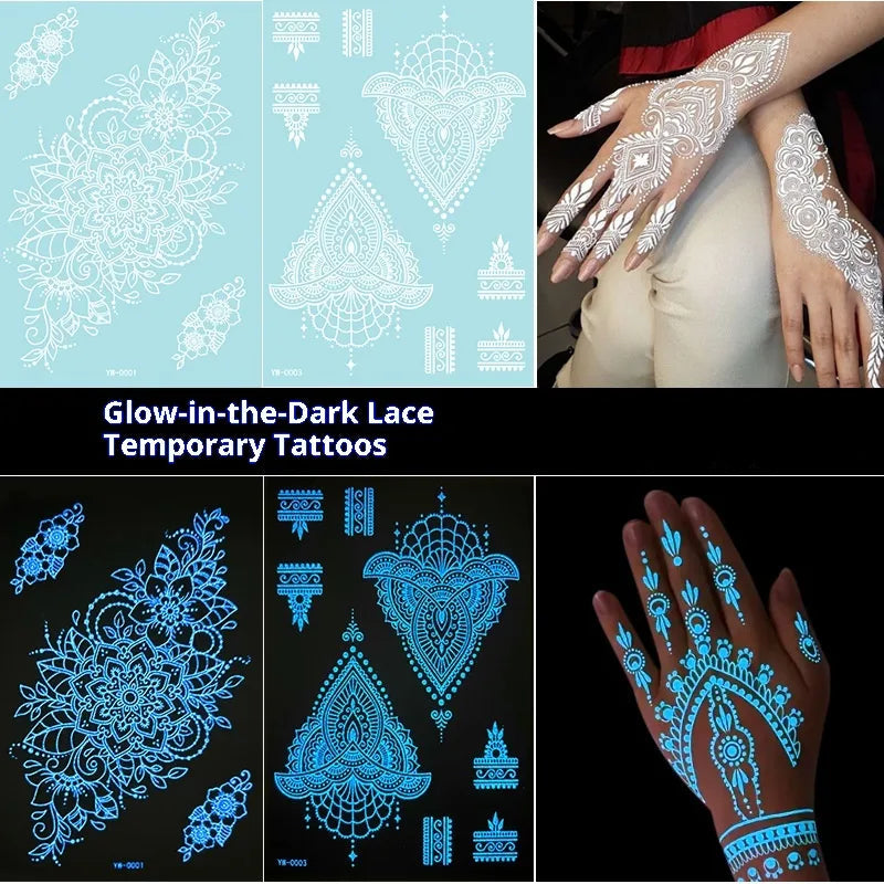 Luminous Lace Henna Tattoo Stickers