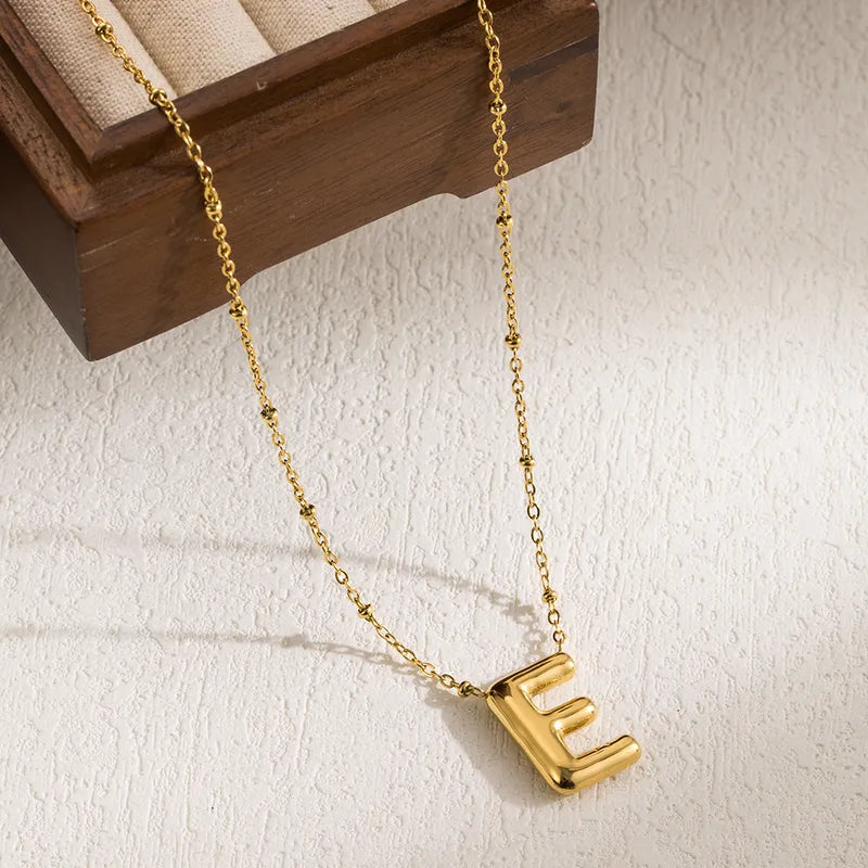 Gold Puff Inital Necklace