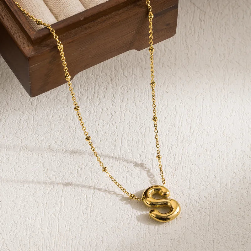 Gold Puff Inital Necklace