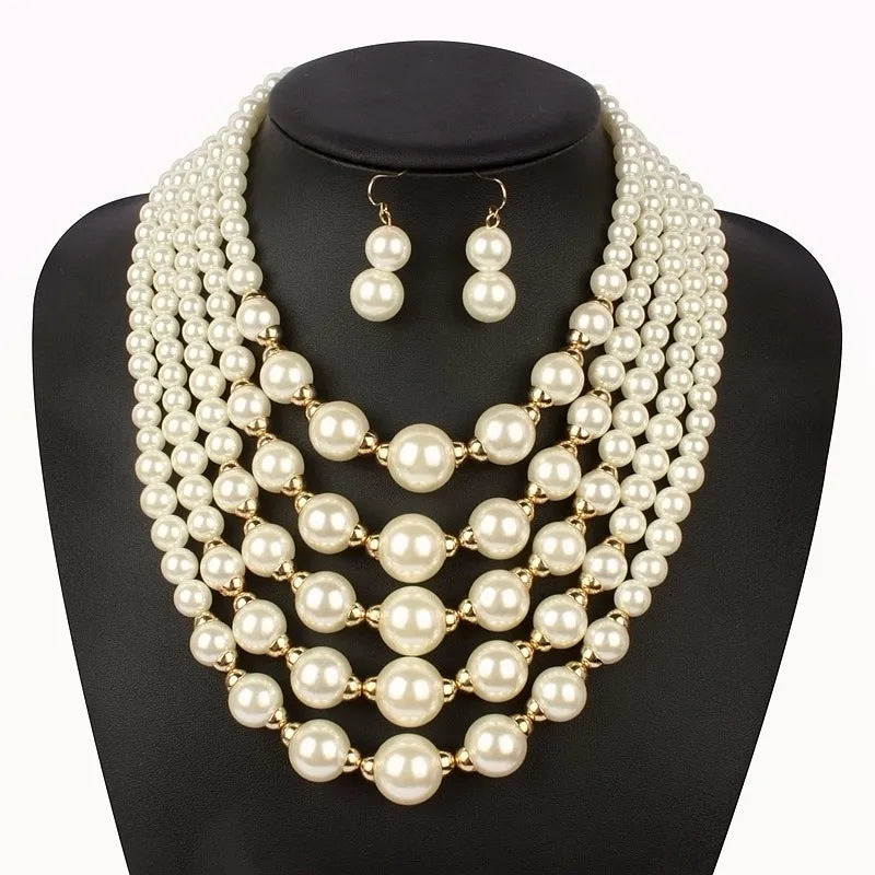 Madeline Layered Pearl Necklace Set