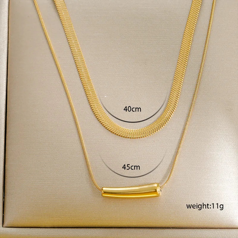 304 Stainless Steel Double Layer Necklaces
