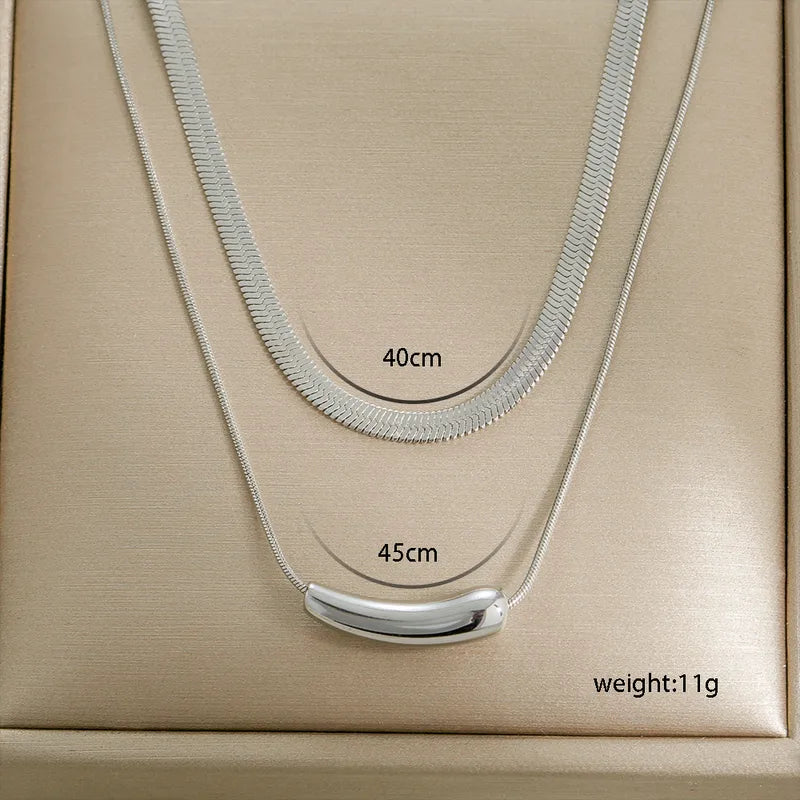 304 Stainless Steel Double Layer Necklaces