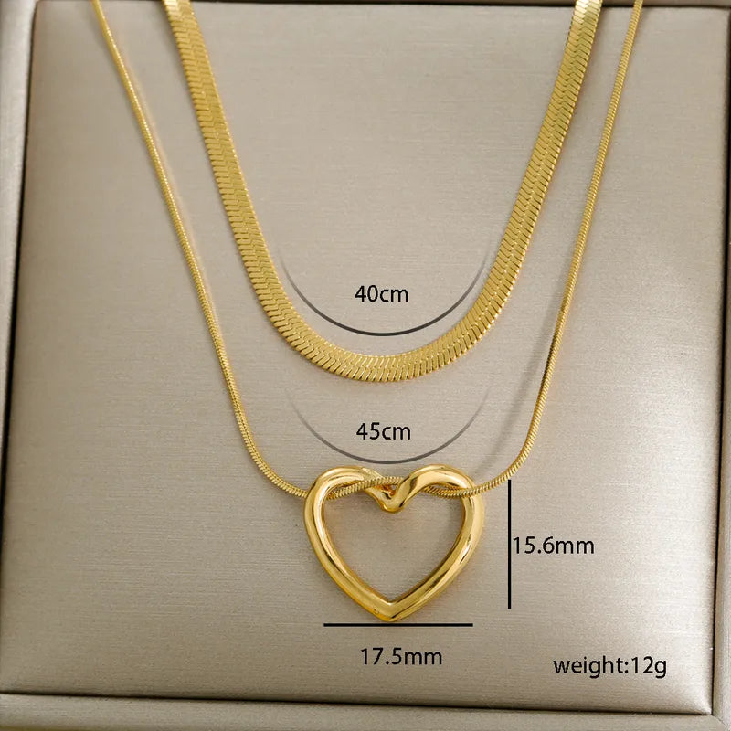 304 Stainless Steel Double Layer Necklaces