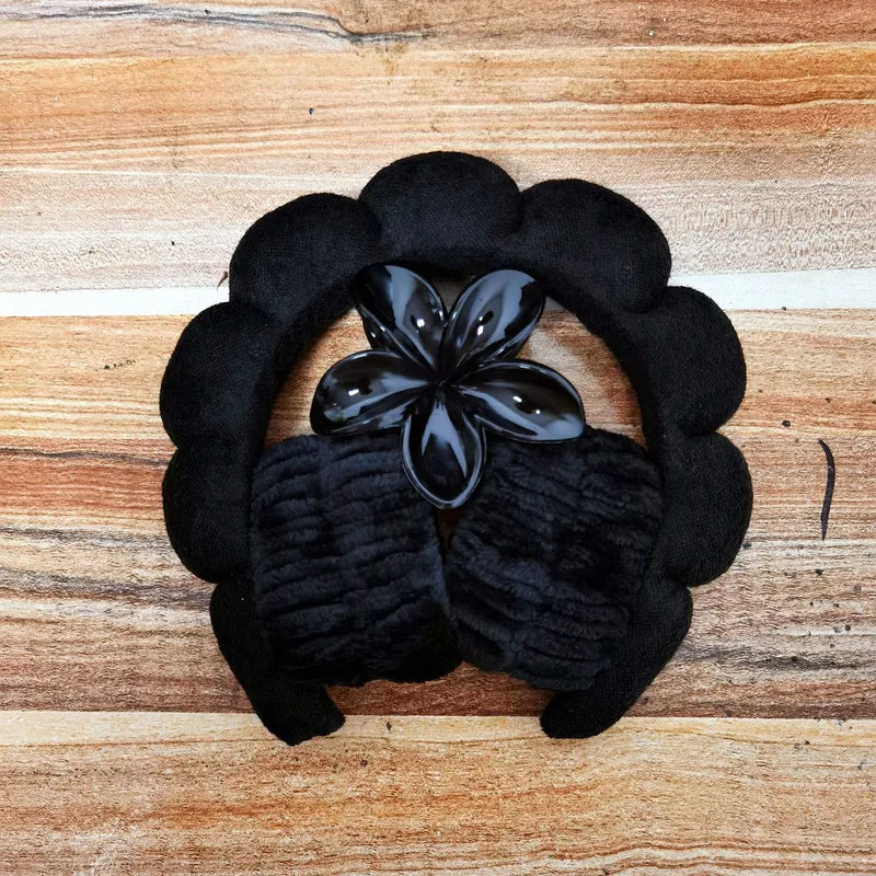 Plumeria Spa Head Band & Claw Clip Set