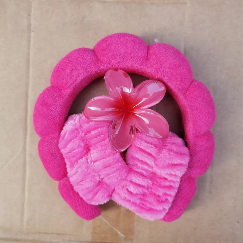 Plumeria Spa Head Band & Claw Clip Set