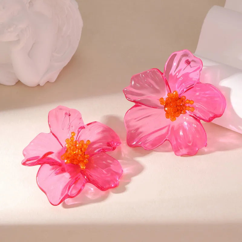 Hawaiian Acrylic Flower Earrings