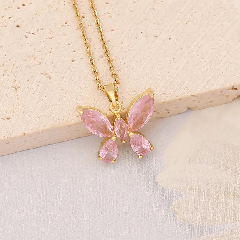 Karlie Pink Butterfly Necklace