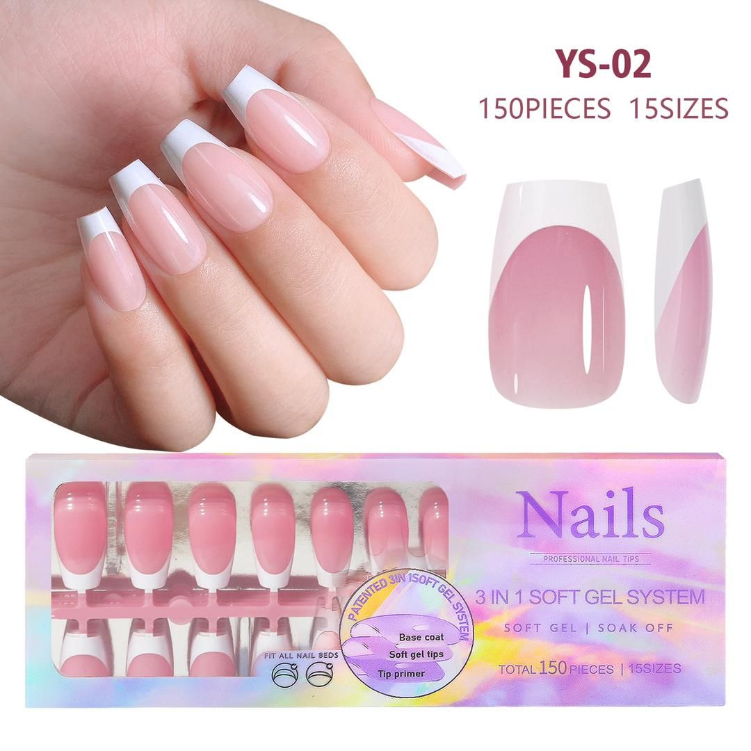 3 in 1 Press On French Tip Gel Nails