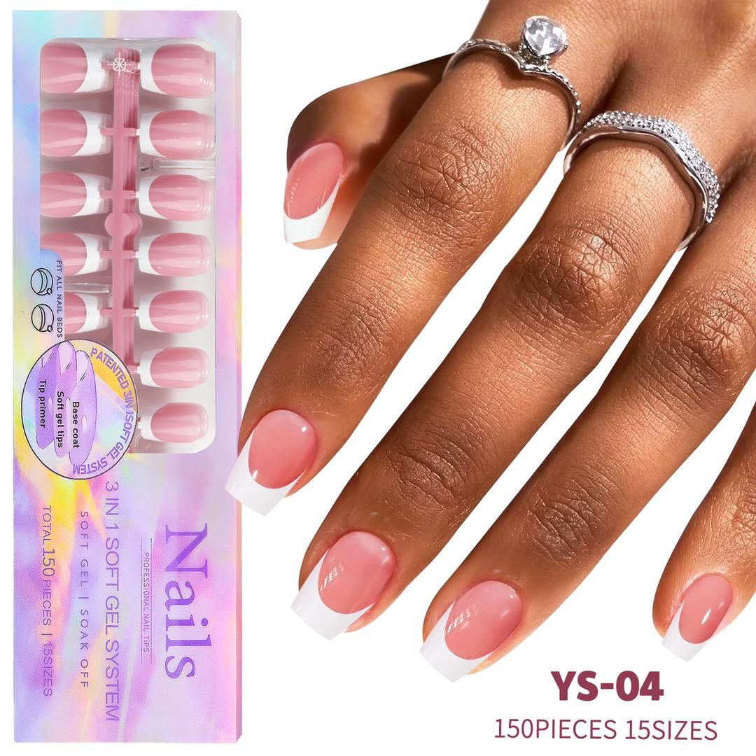 3 in 1 Press On French Tip Gel Nails