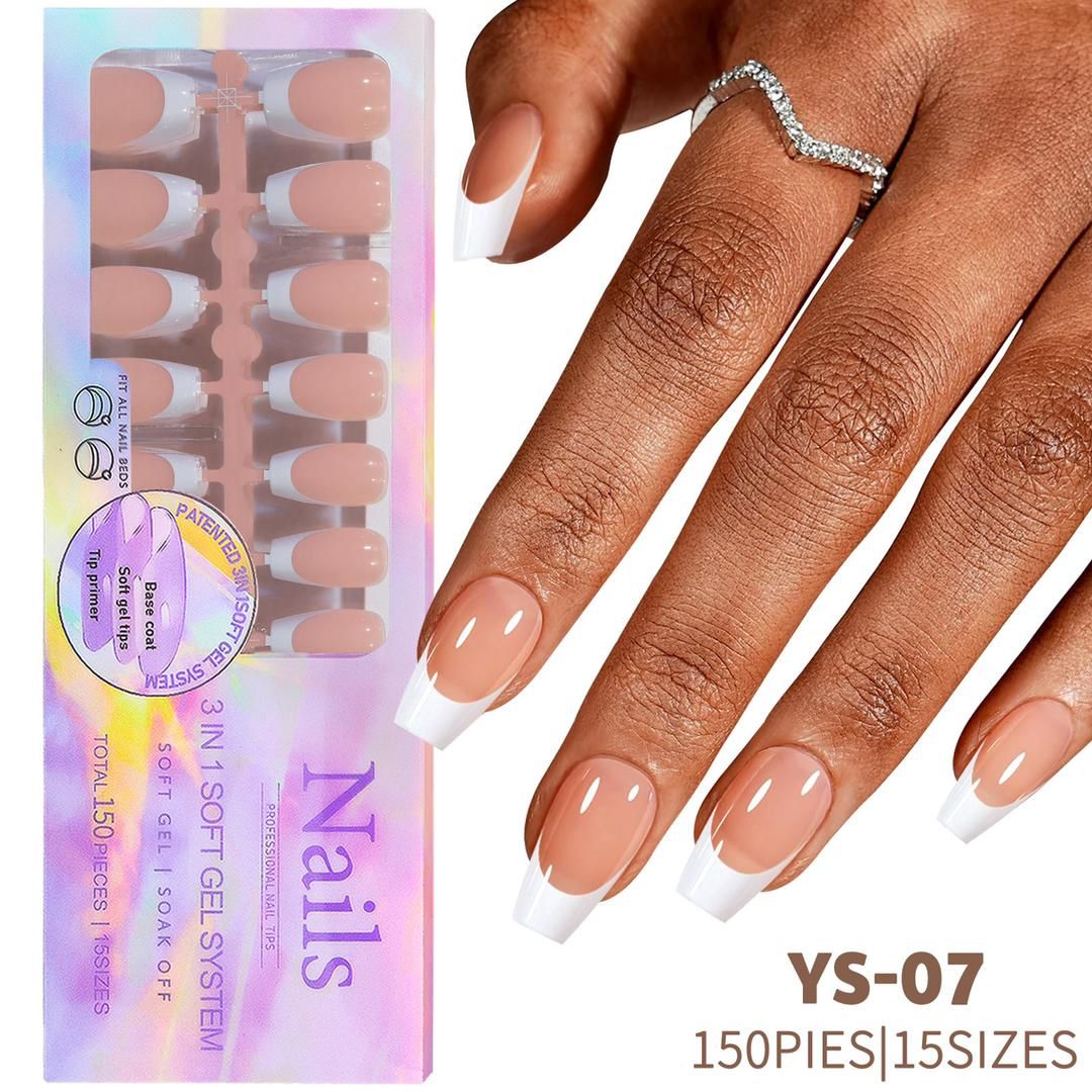 3 in 1 Press On French Tip Gel Nails
