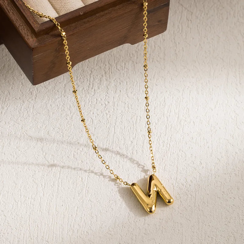 Gold Puff Inital Necklace