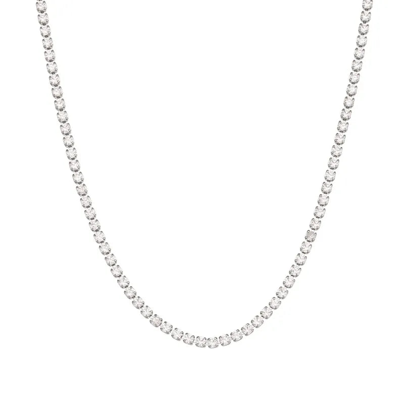 3mm Zircon Diamond Necklace Silver