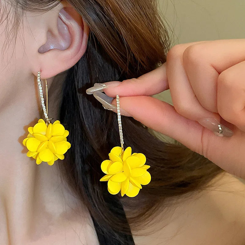 Yellow Sweet Flower Drop Earrings